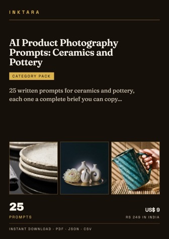 Cover of AI Product Photography Prompts: Ceramics and Pottery