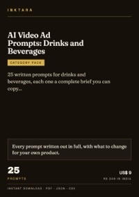 Cover of AI Video Ad Prompts: Drinks and Beverages