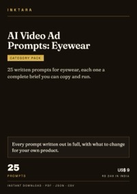 Cover of AI Video Ad Prompts: Eyewear
