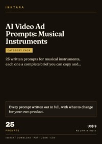 Cover of AI Video Ad Prompts: Musical Instruments