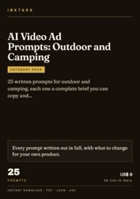 Cover of AI Video Ad Prompts: Outdoor and Camping