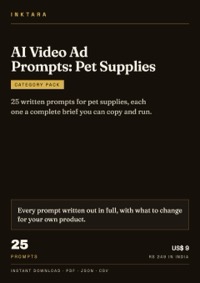 Cover of AI Video Ad Prompts: Pet Supplies