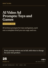 Cover of AI Video Ad Prompts: Toys and Games